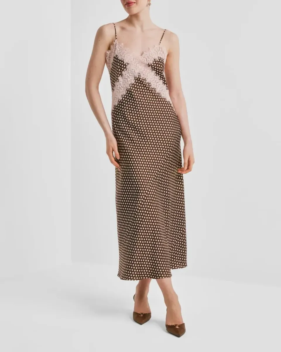 byTiMo Satin Slip Dress Blush Dots 