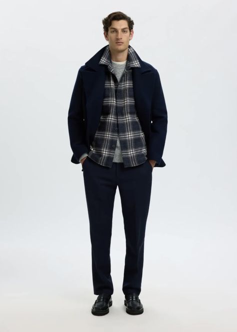 Hovedbilde Selected Man  Pablo Wool Blend Overshirt Sky Captain/ Egret ...