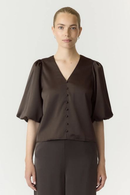 Hovedbilde YAS Pella 2/4 V-Neck Topp Chocolate Brown 