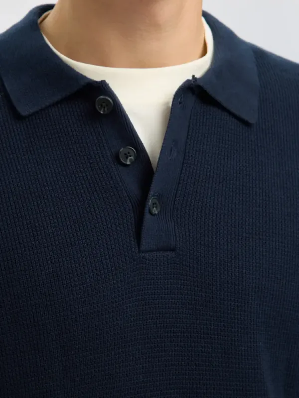Selected Homme Dane Structure Polo Neck Sky Captain