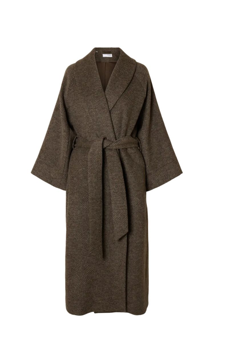 Selected Femme Ida 7/8 Sleeve Wool Blend Coat Birch Delicioso