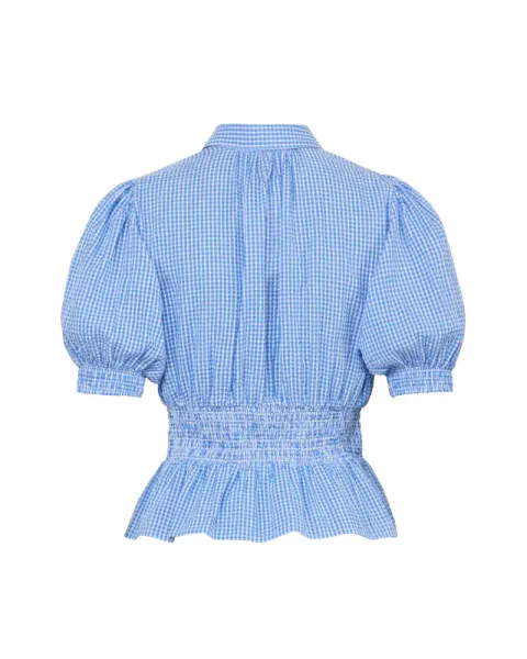 Hovedbilde by TiMo Seersucker Smocking Blouse Blue Checks 