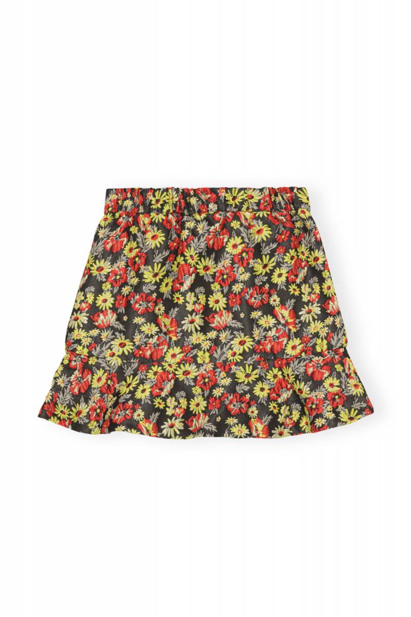 Ganni 3D  Jaquard Mini Skirt Meadow Black