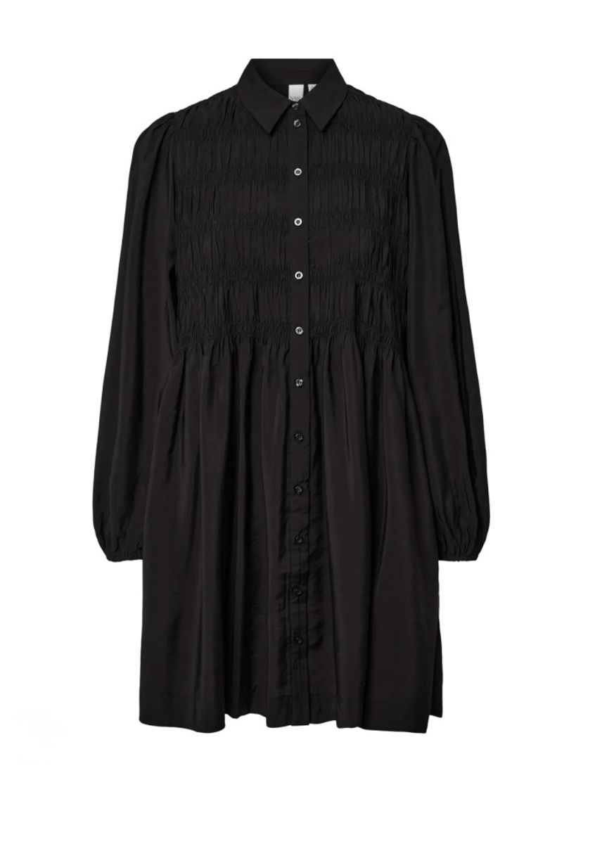 YAS PALA Smock Shirt Dress Black