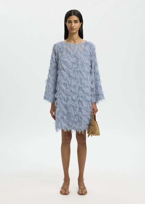Selected Femme Myline Relaxed Boatneck Dress Dusty Blue 