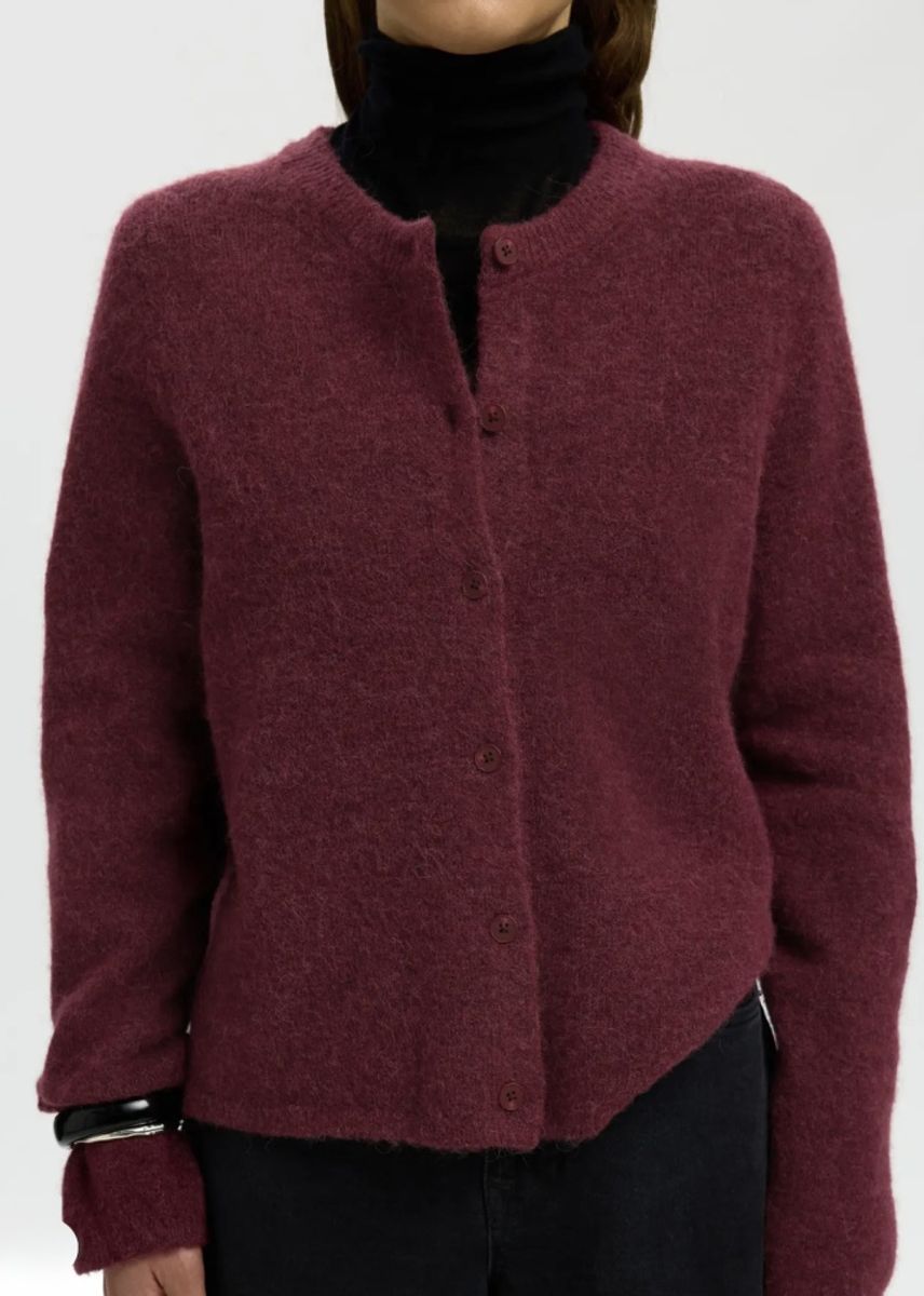 Selected Femme Lulu Cardigan Tawny Port Melange