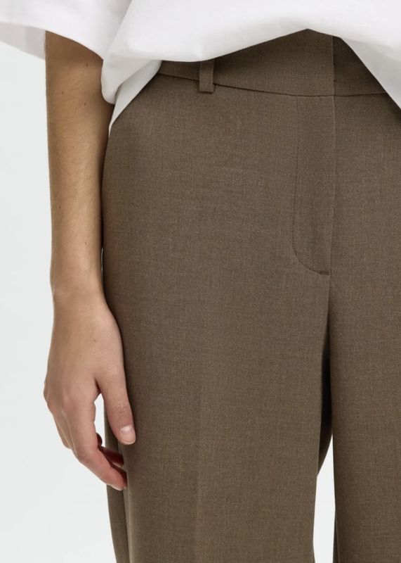 Selected Femme Rita Wide Pant Chokolate Chip