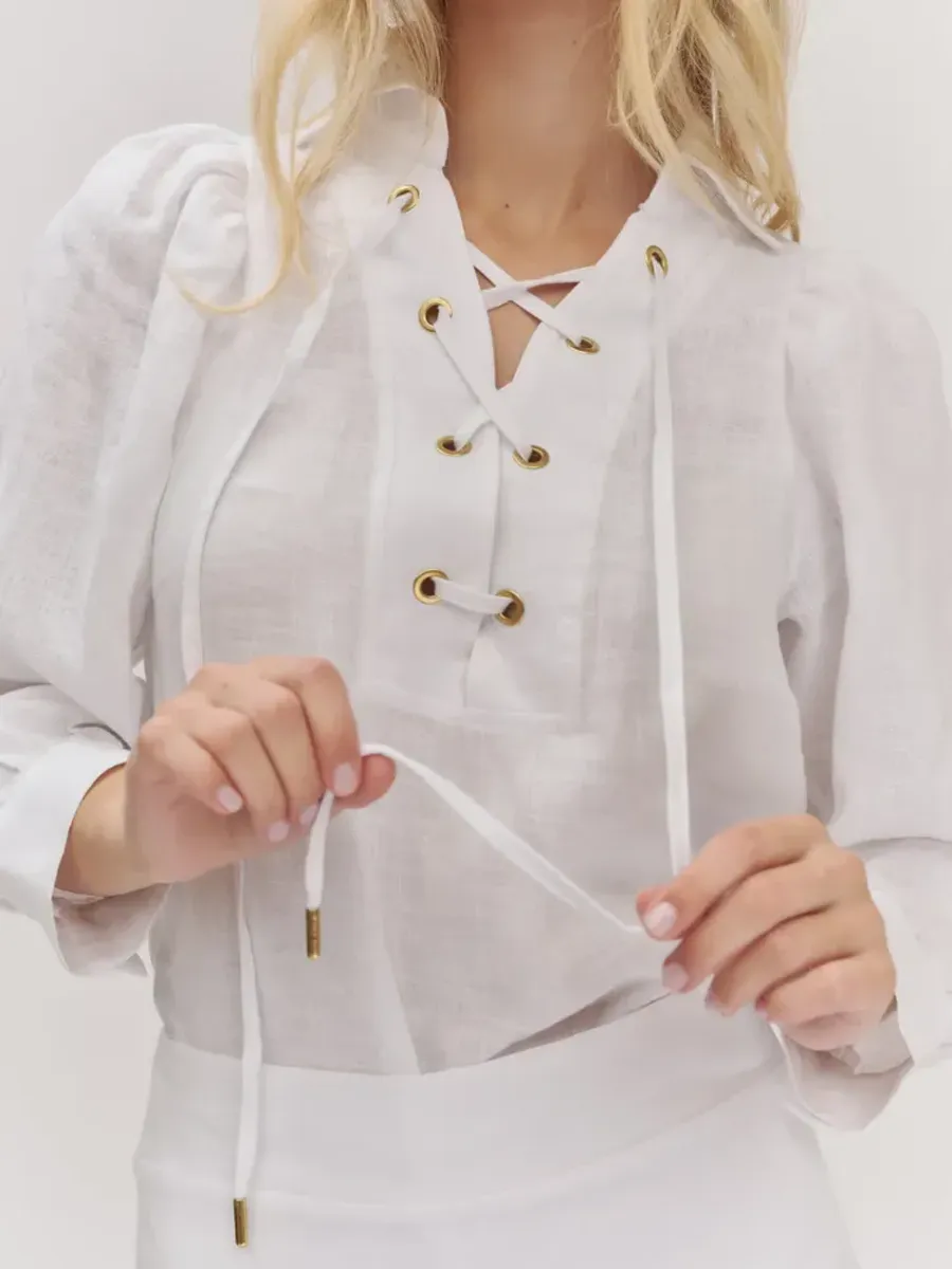 Ella & Il Vivienne Linen Blouse White