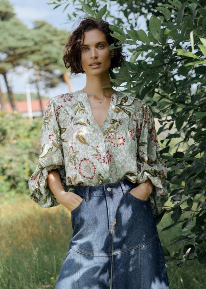 Katrin Uri Florence Joan Cotton Blouse  Sage green