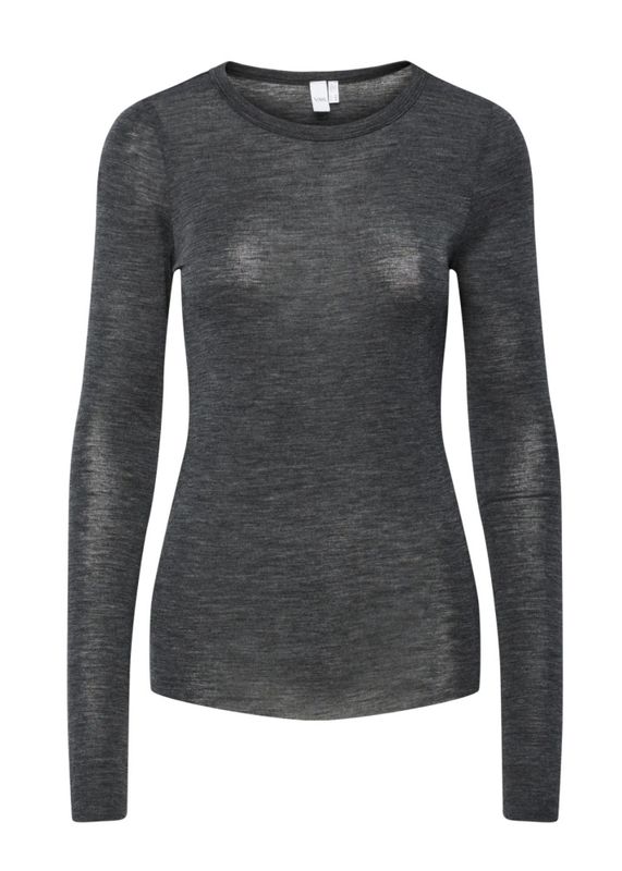 YAS Woolin Wool Genser Dark Grey Melange