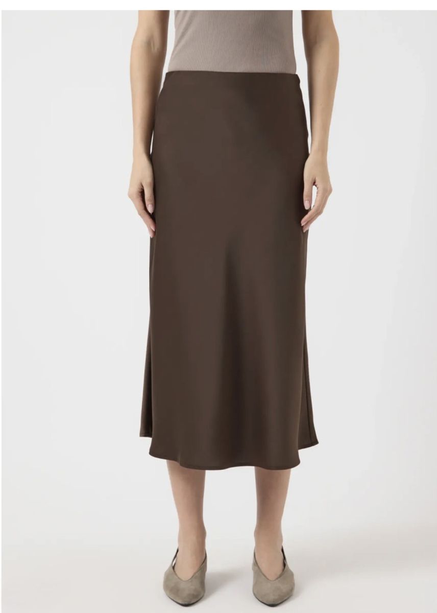 YAS Pella Midi Skjørt Chocolate Brown 