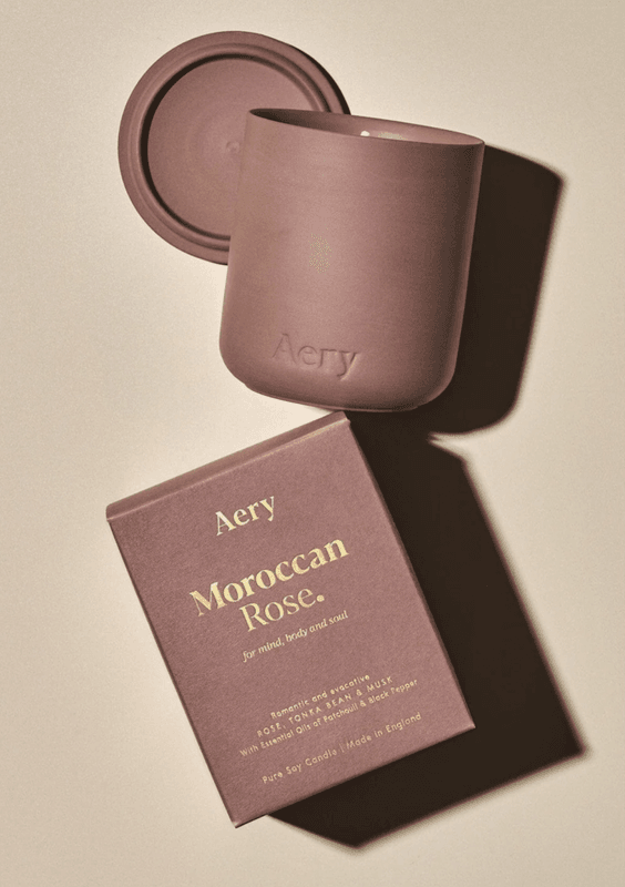 Aery Moroccan Rose Scented Candle - Rose Tonka and Musk