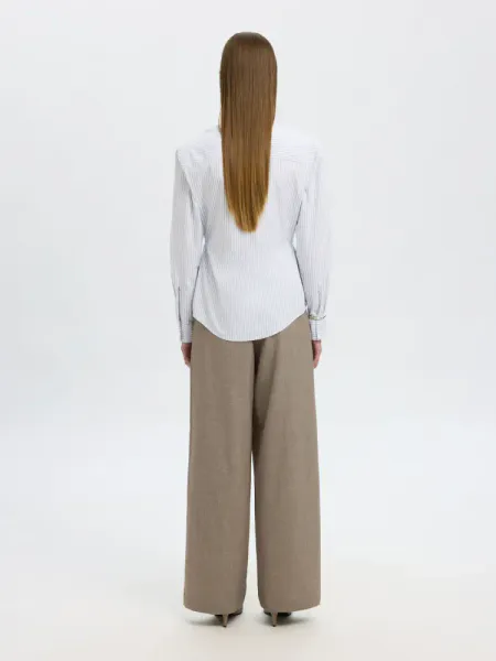Hovedbilde Selected Femme Nicolina Slim Shirt Bright White Blue Stripe