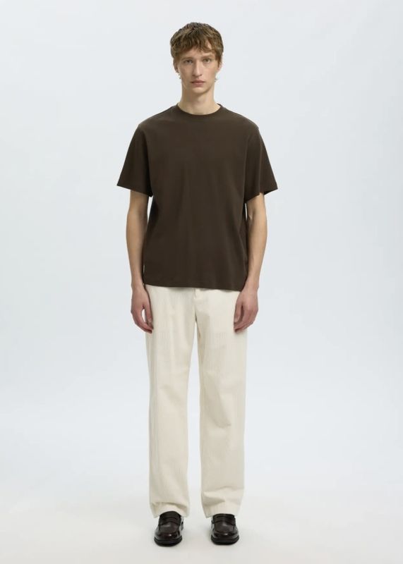 Selected Homme Taj Peach O-neck Tee Turkish Coffee 