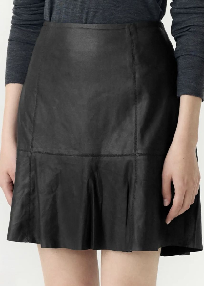 YAS  Colly Naplon Leather Skirt Black