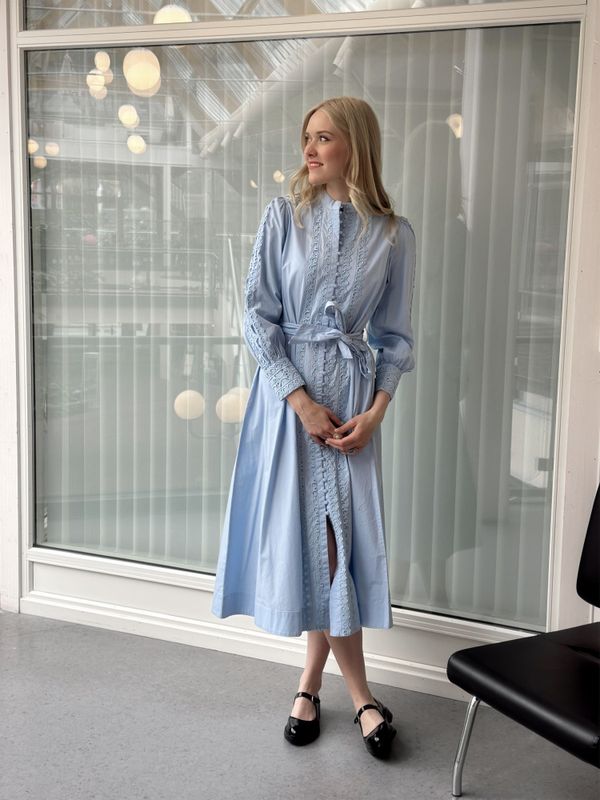 YAS Yamina Long Shirt Dress Clear Blue