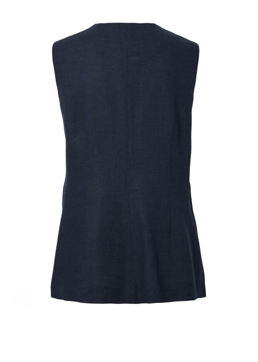 YAS Agana Linen Blend Waistcoat Navy Blazer