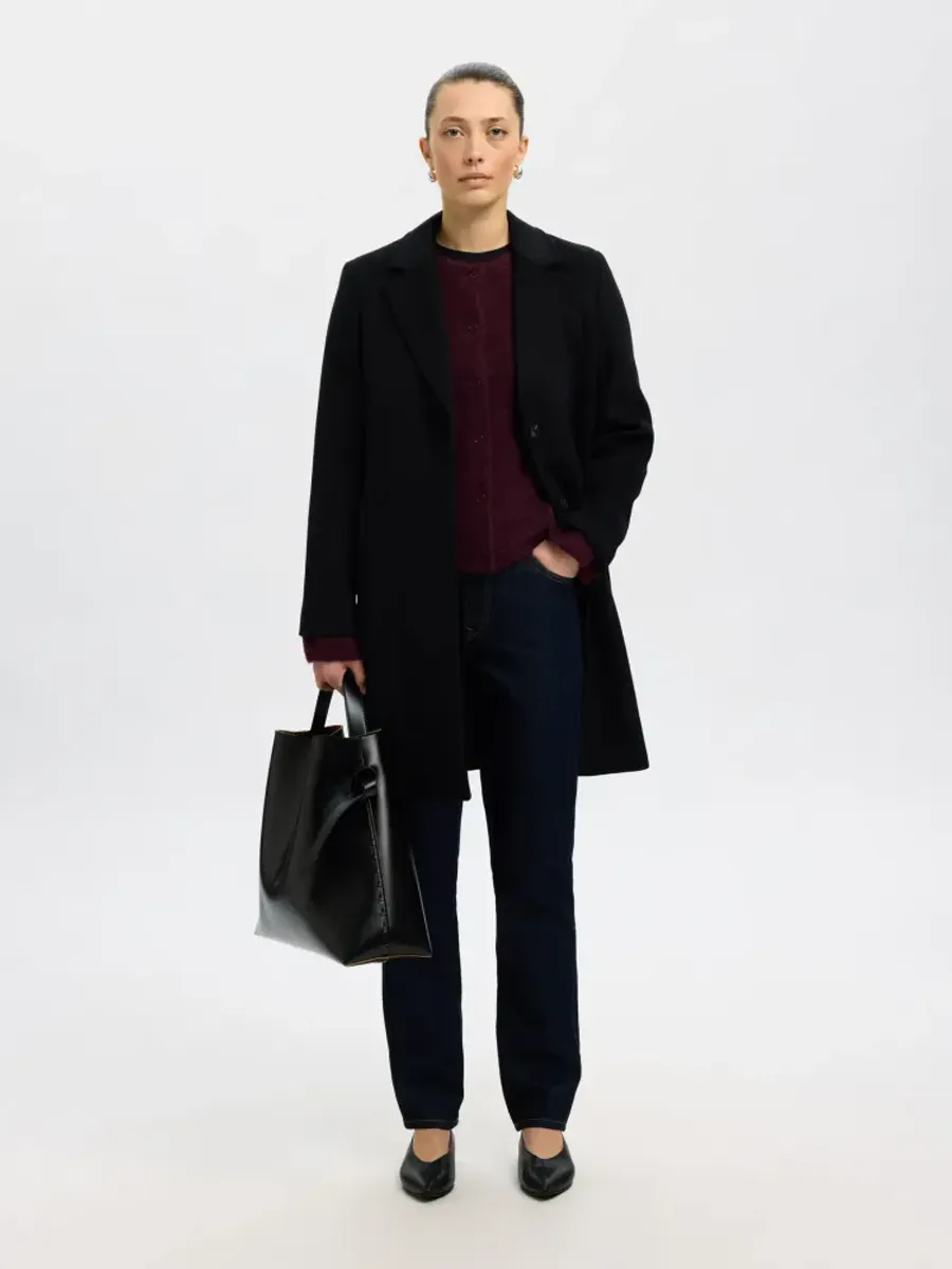 Selected Femme Lulu New Knit Cardigan Fig Melange