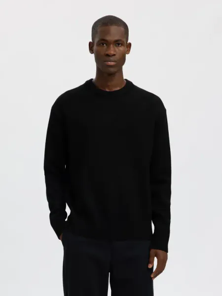 Hovedbilde Selected Homme  ARNE LS KNIT RELAXED WOOL CREW NECK Black