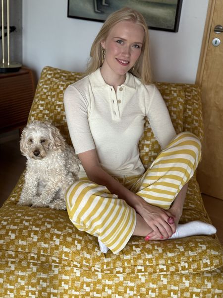 Hovedbilde by basics Pants with pocket & string  White/Lemon Curry ...