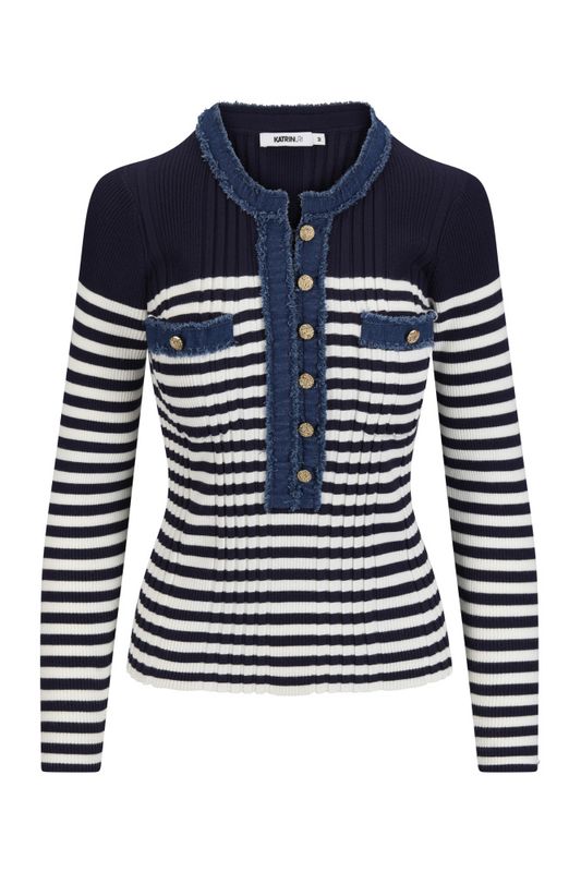 Katrin Uri LA Stripet Pullover Navy Striped