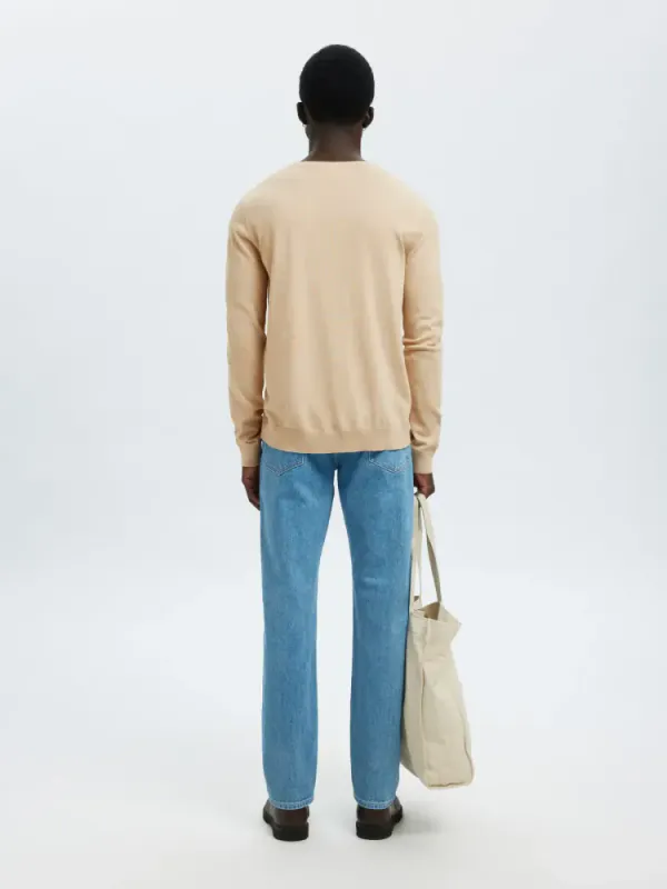 Selected Berg Crew Neck Oatmeal Bomullsgenser