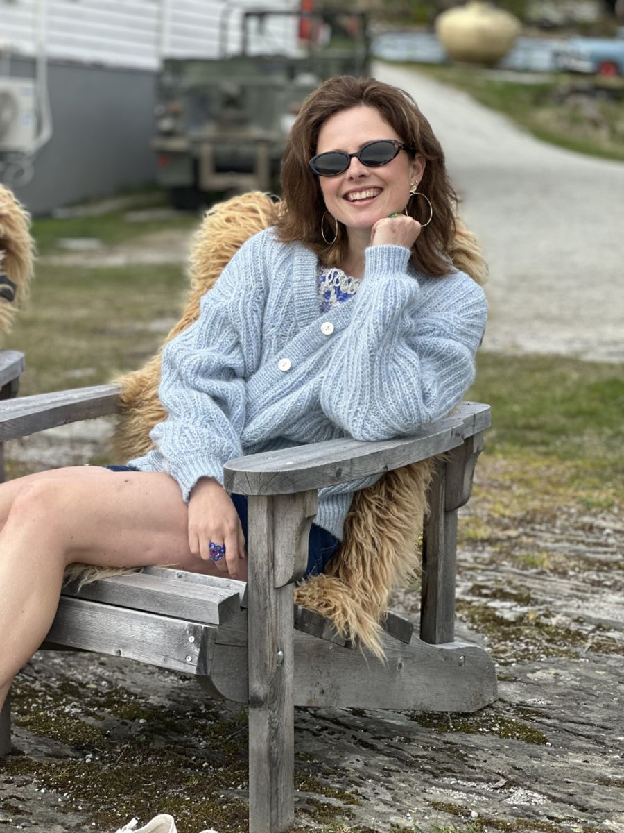 YAS Zuma Knit Cardigan Clear Sky