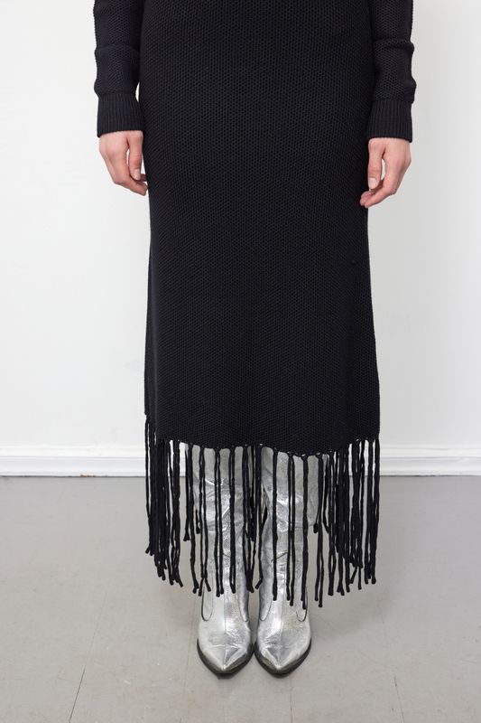 ILAG Rose fringe longsleeve dress Black