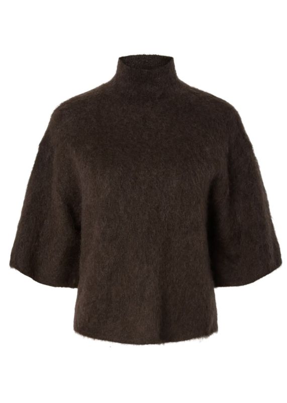 YAS Tilde 2/4 Mohair Blend Knit Pullover Mole Melange 