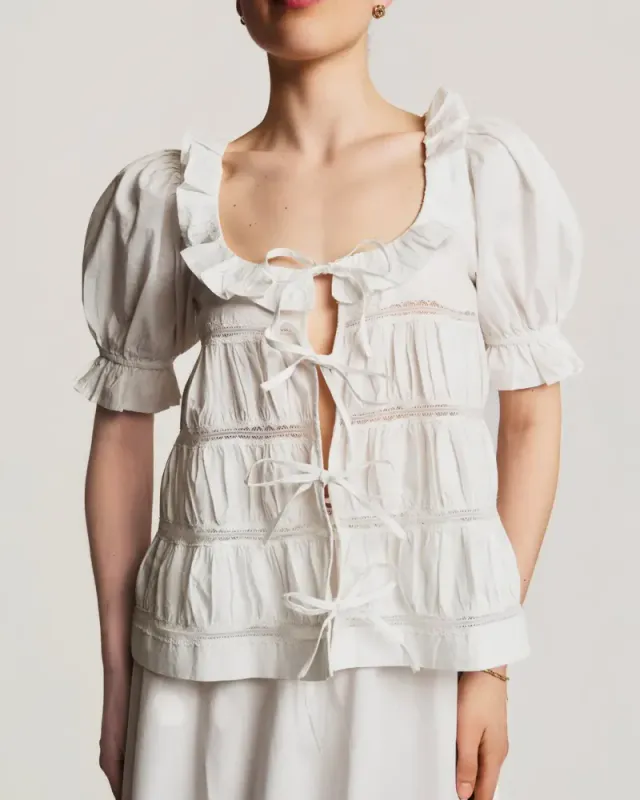 by TiMo Poplin Bow Blouse White 
