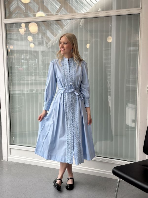 YAS Yamina Long Shirt Dress Clear Blue