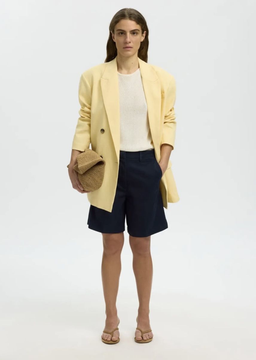 Selected Femme Chinos Shorts Wide Mille Dark Sapphire