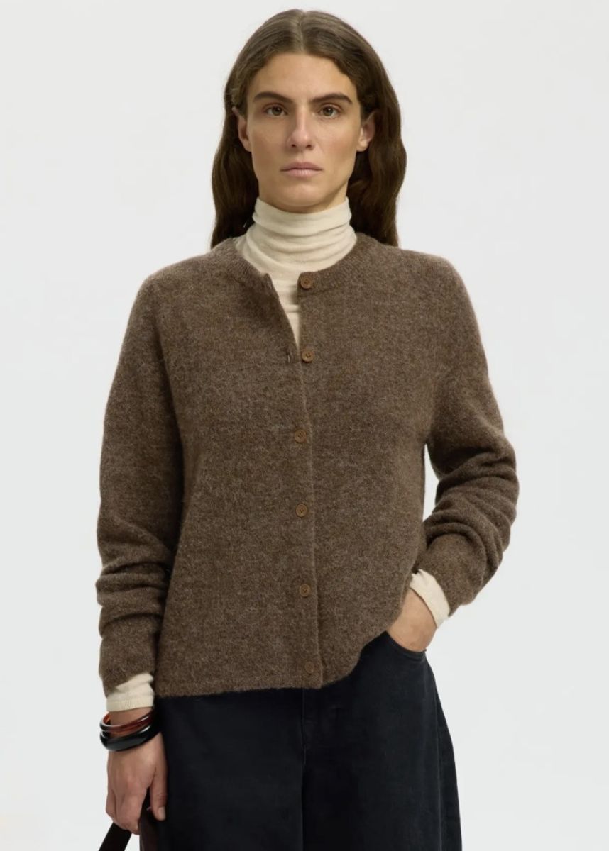 Selected Femme Lulu Knit Cardigan Dachshund Melange