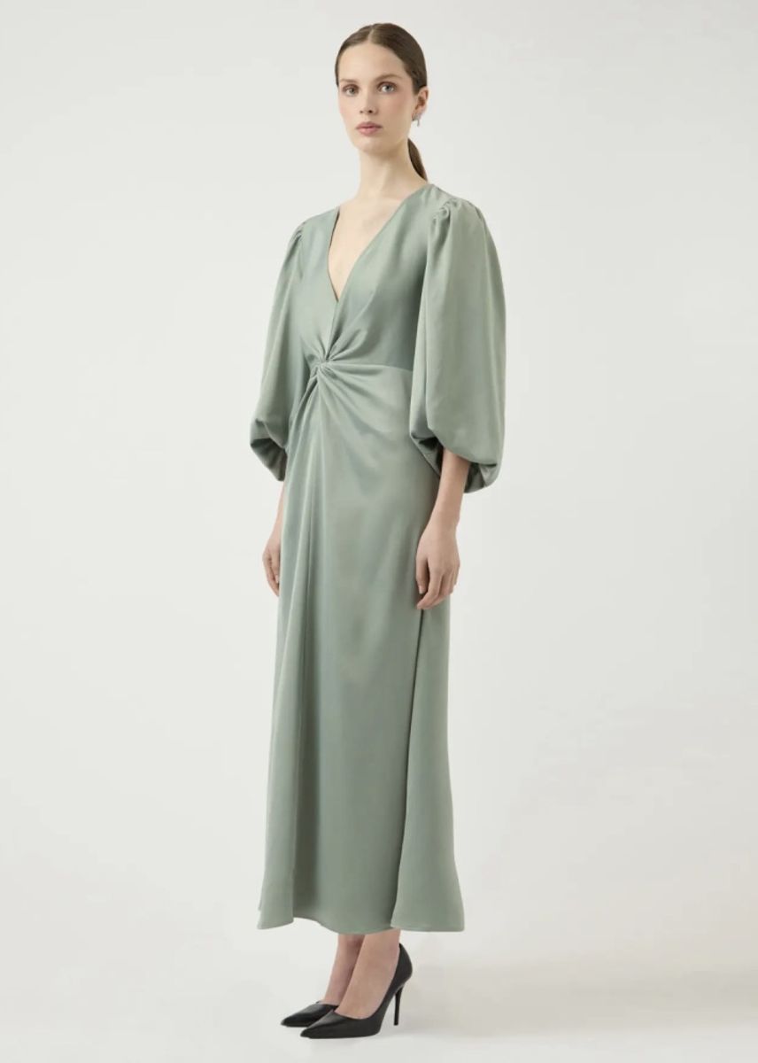 YAS Thea Long Dress Green Milieu