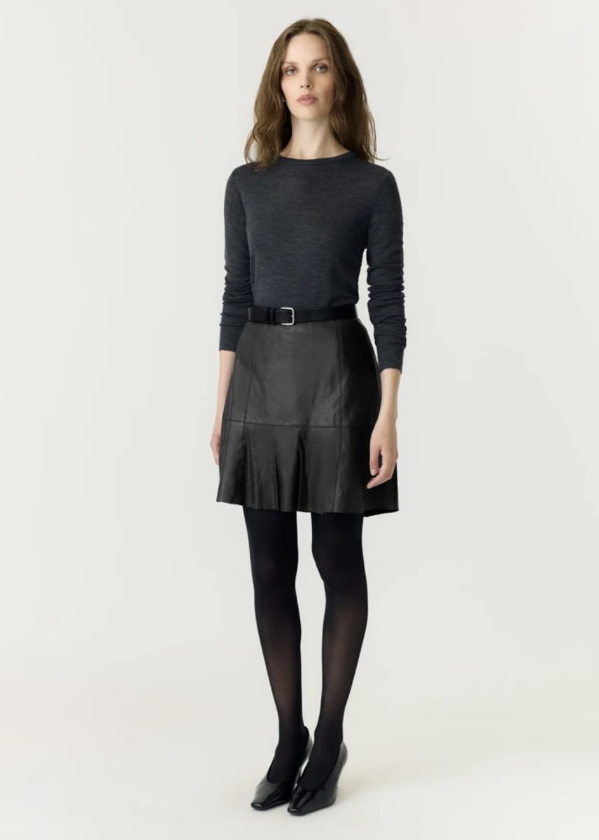 YAS  Colly Naplon Leather Skirt Black