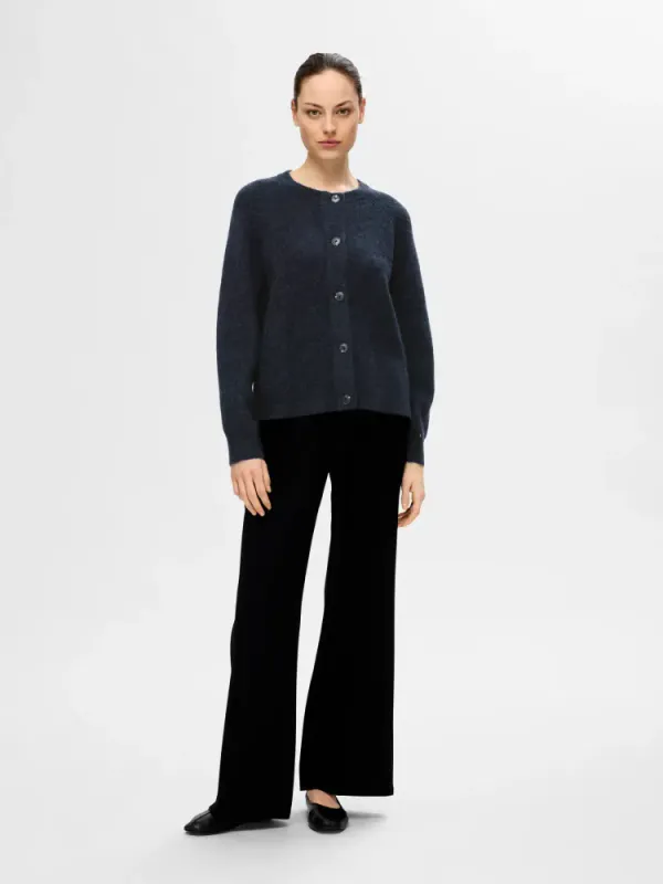 Selected Femme Lulu Short Cardigan Dark Sapphire Melange