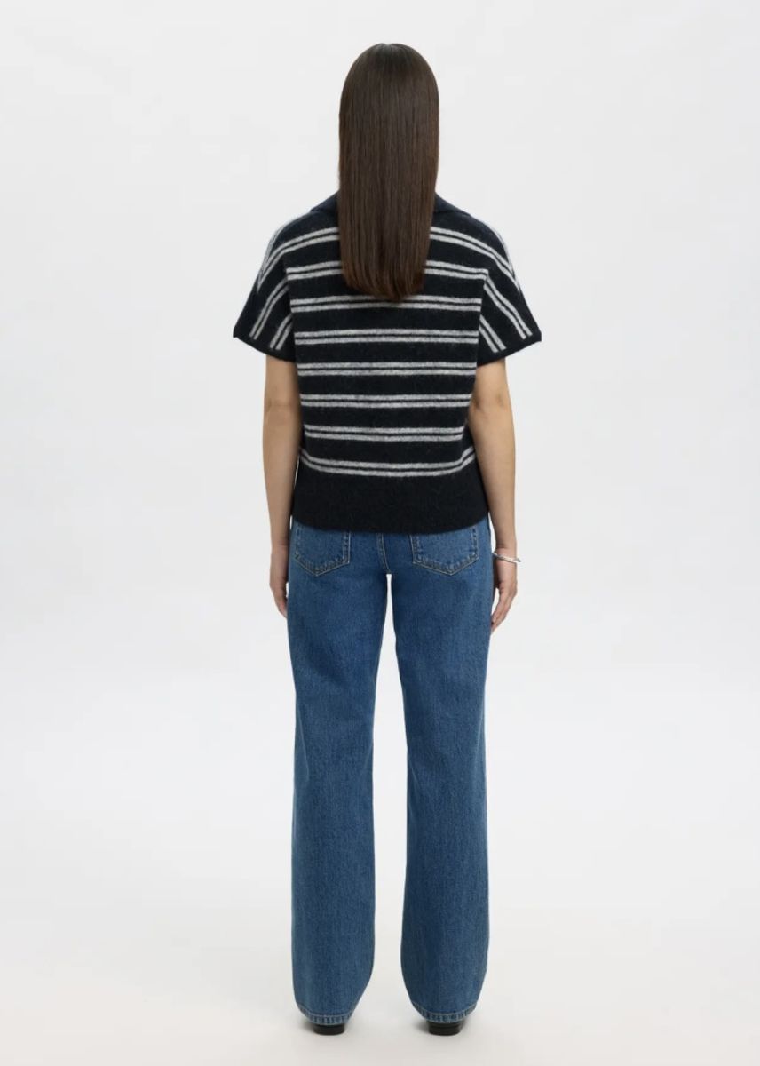 Selected Femme  Lulu Knit Polo Dark Sapphire Stripes 