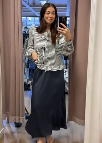 Hovedbilde byTiMo Seersucker Bow Blouse Marine Stripe