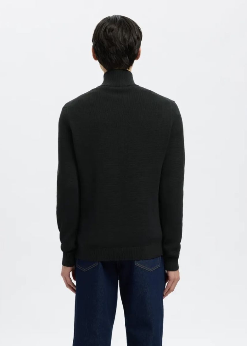 Selected Homme Dane Knit Structure Half Zip Black