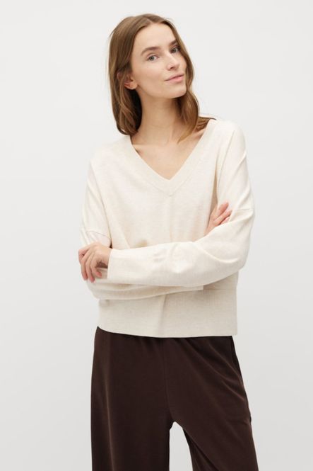 Hovedbilde MbyM Gillian Bravani Knit V-hals Genser Sugar Melange