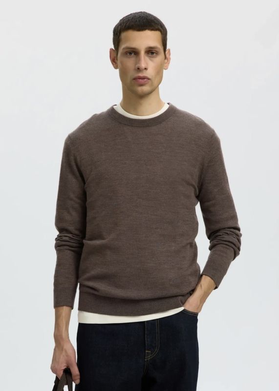 Selected Man Tray Knit Merino Crew Delicioso 100% Merinoull