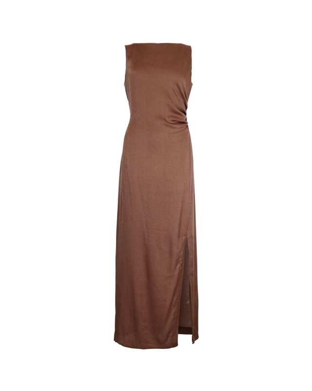 byTiMo Shiny Sleeveless Dress Brown