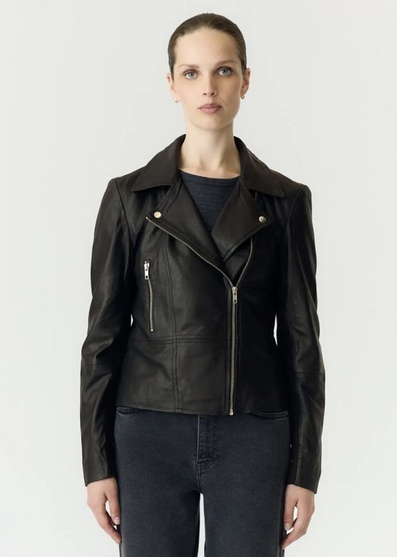 YAS SOPHIE LEATHER JACKET BLACK