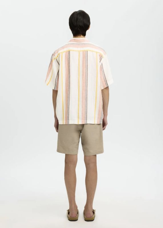 Selected Man Kylian Linen Shirt Resorte White Multi Rose Dawn 