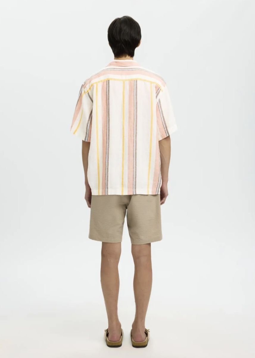 Selected Man Kylian Linen Shirt Resorte White Multi Rose Dawn 