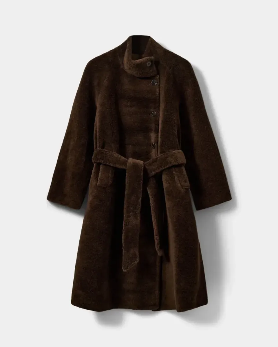 Sofie Schnoor Margit Wool Fur Coat Dark Brown