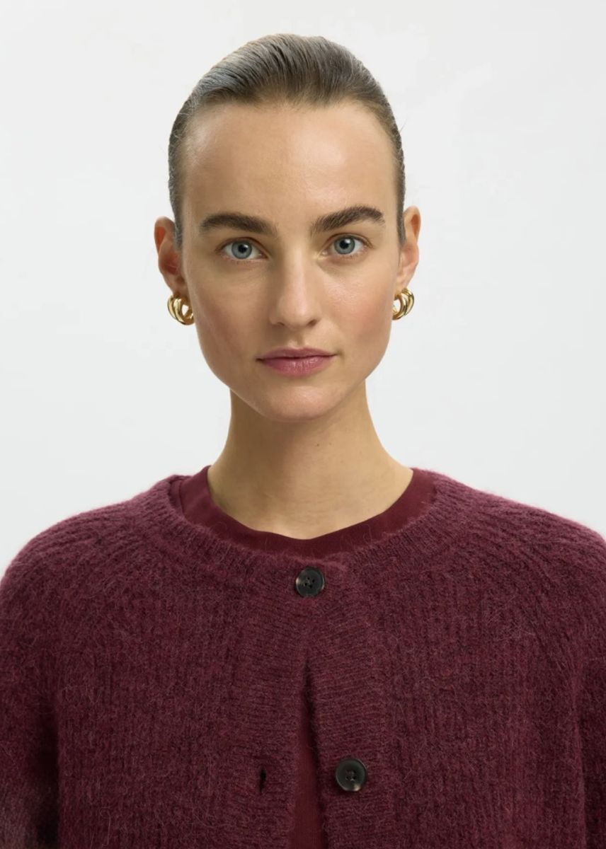 Selected Femme Lulu Cardigan Tawny Port Melange