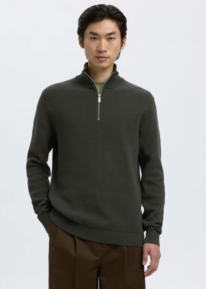 Selected Homme Dane Half Zip Genser Deep Forest