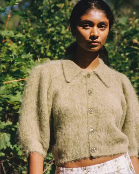 Hovedbilde byTiMo Hairy Knit Puffed Jacket Green 