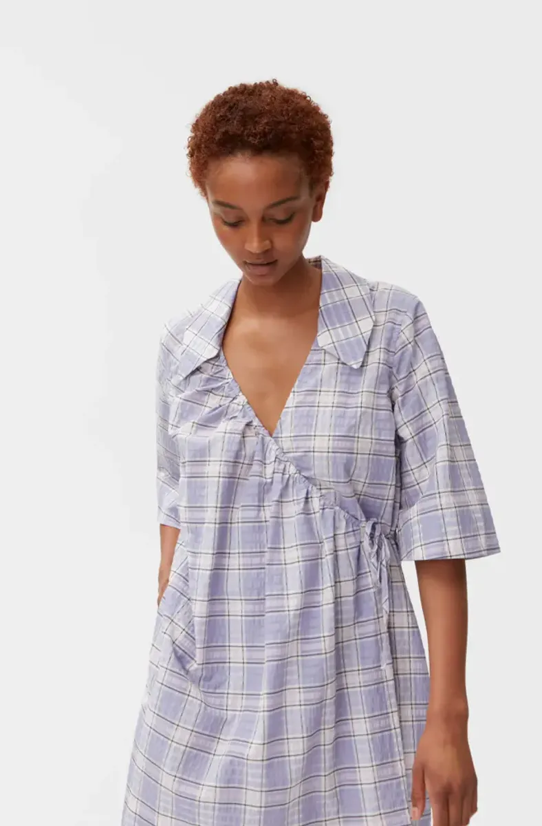 GANNI dress check persian violet